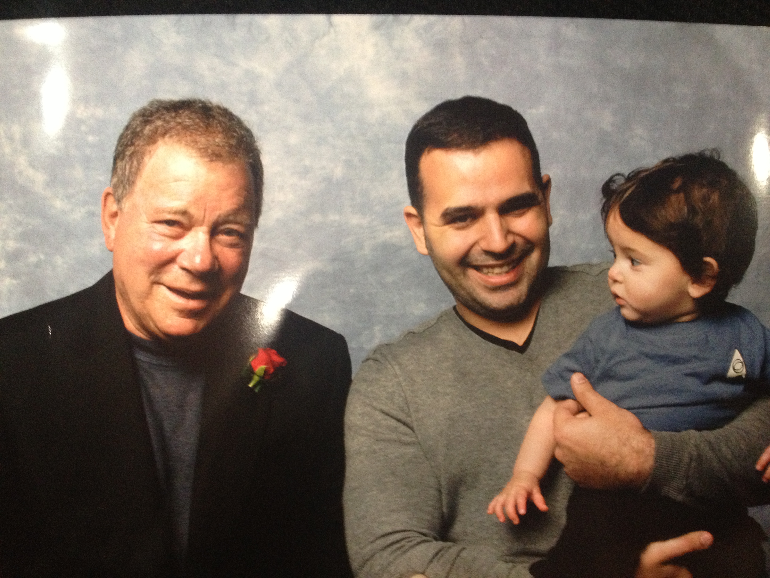 Image of Willam Shatner and Carlos Miranda with Carlos' Child