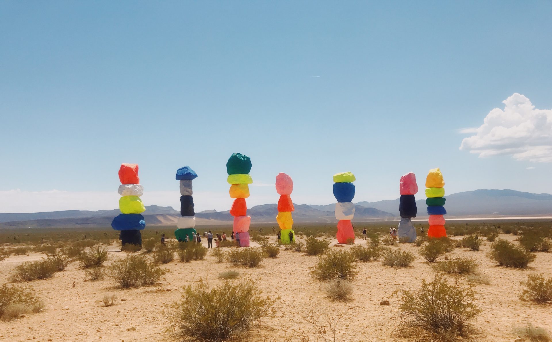 Image the 7 magic mountains art in the desert outside of Las Vegas