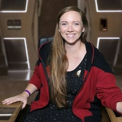 Alison in the Star Trek Discovery Command Chair