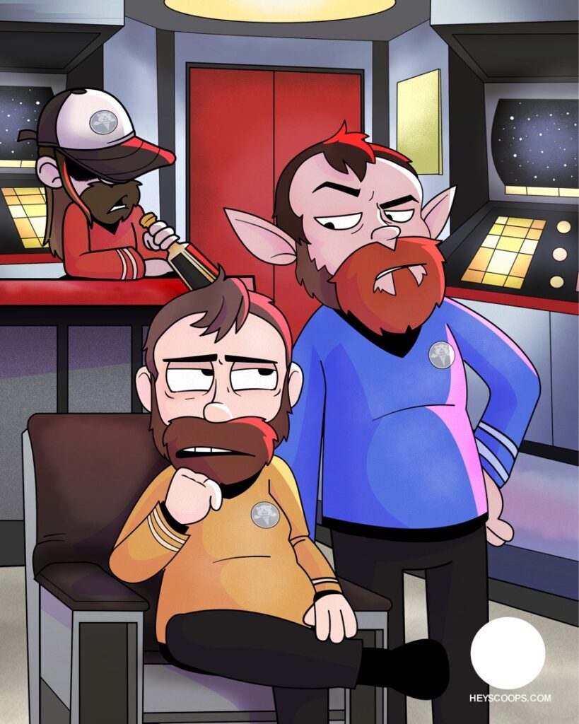 A cartoon image of Paul Mattingly in a Star Trek uniform