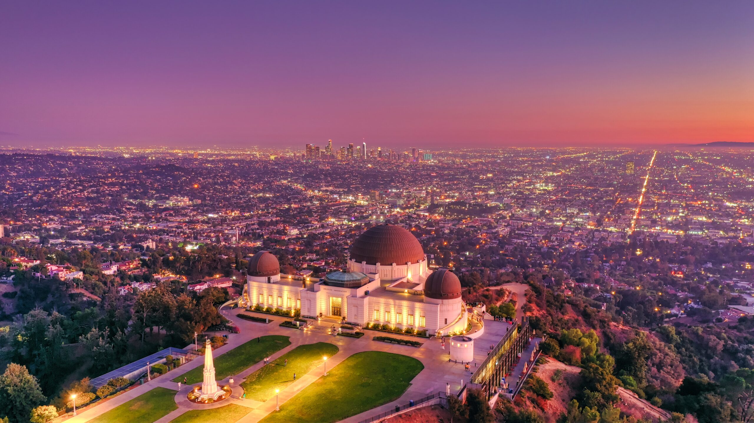 Aerial shot of the Griffith Observatory